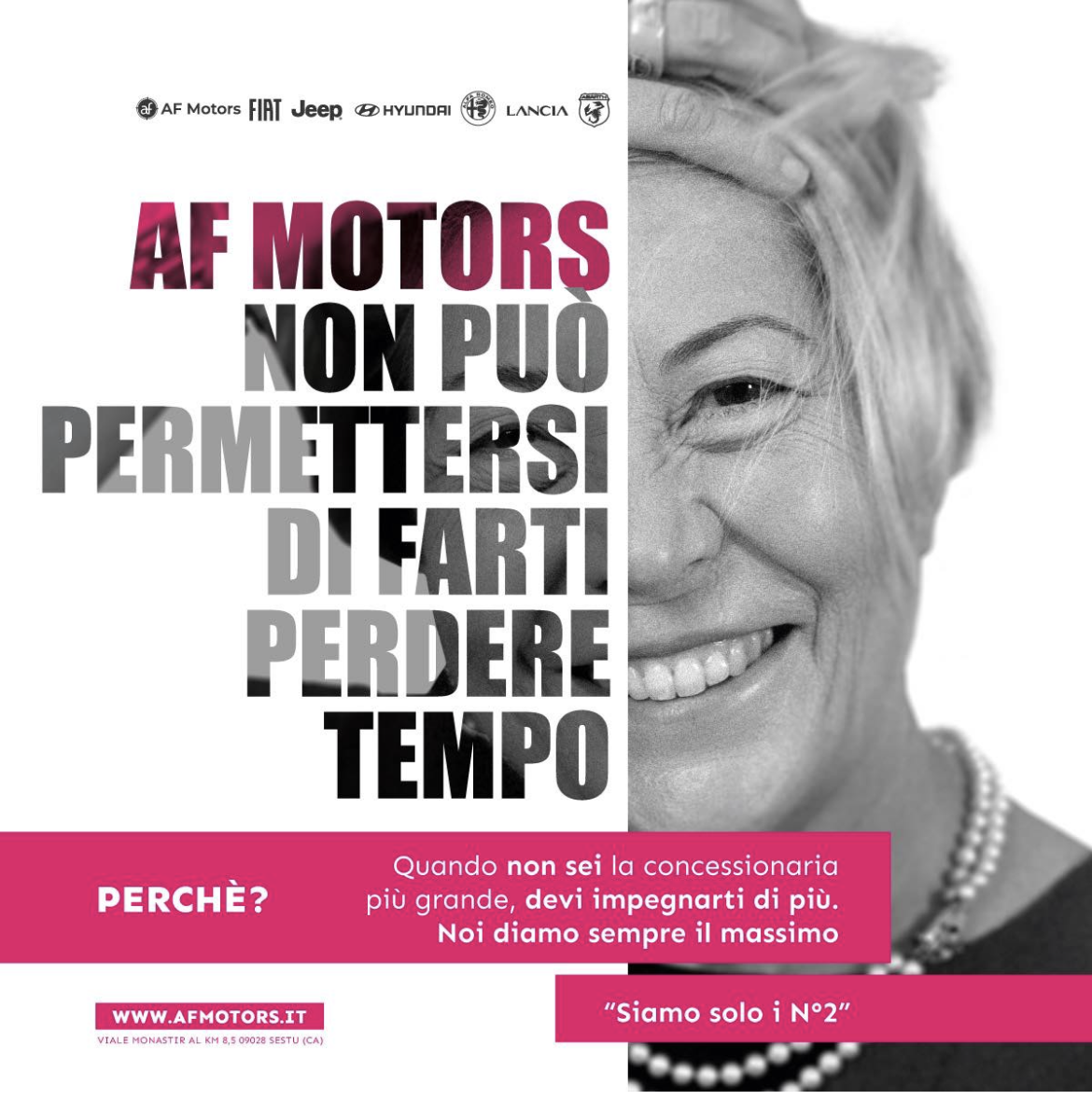 AF Motors non può permettersi di farti perdere tempo - Campagna AF Motors numeri due realizzata da Video Vision agenzia marketing a cagliari
